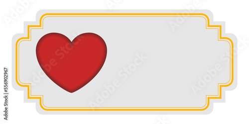 Banner with red heart on white background. Vector illustration