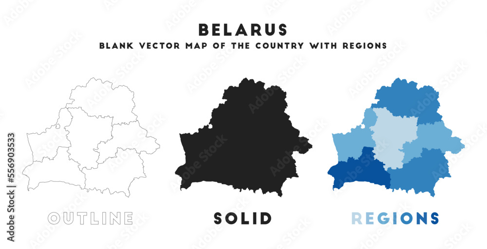 Belarus map. Borders of Belarus for your infographic. Vector country shape. Vector illustration.