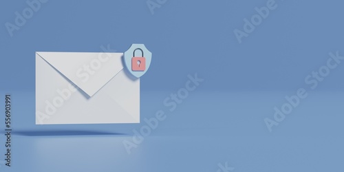 Envelope with shield and lock icon, protection concept