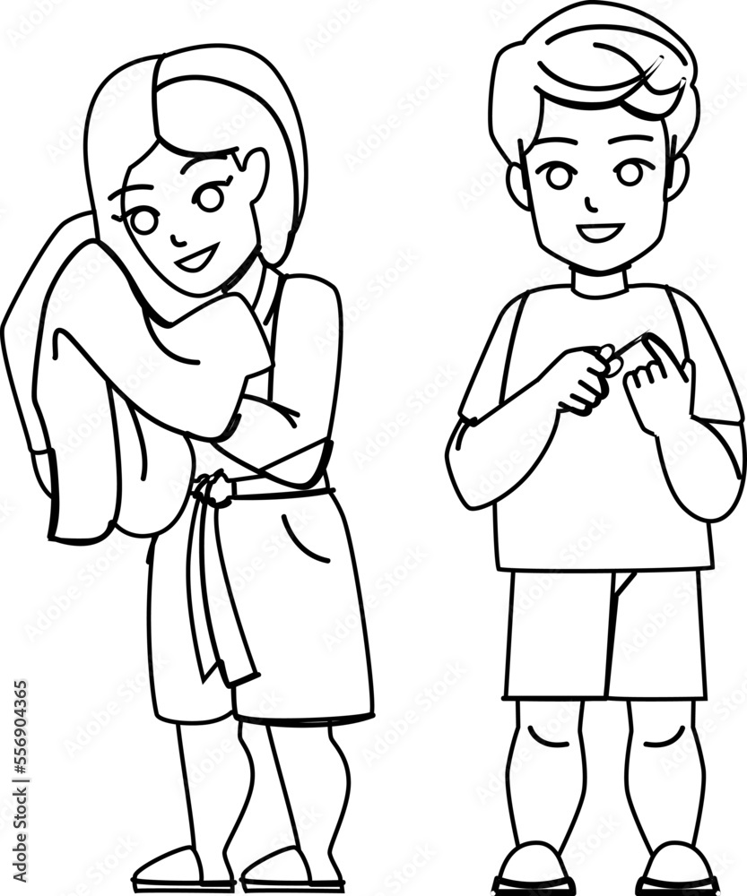 hugiene kid line pencil drawing vector. child clean, bathroom wash, care girl, healthy hand, boy health, happy cute hugiene kid character. people Illustration hugiene kid line pencil drawing vector. child clean, bathroom wash, care girl, healthy hand, boy health, happy cute hugiene kid character. people Illustration