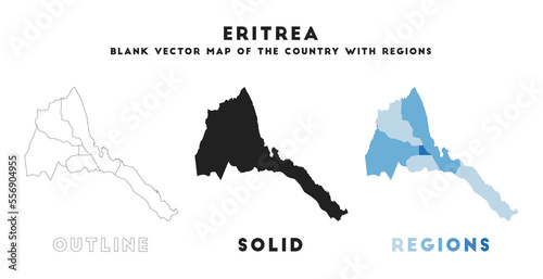 Eritrea map. Borders of Eritrea for your infographic. Vector country shape. Vector illustration. photo