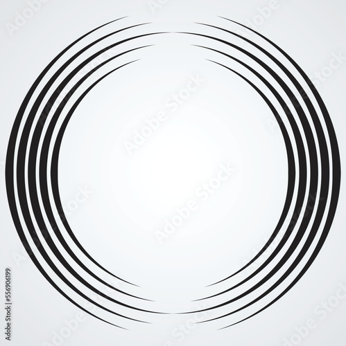 Lines in Circle Form . Spiral Vector Illustration .Technology round Logo . Design element . Abstract Geometric shape . Striped border frame for image 