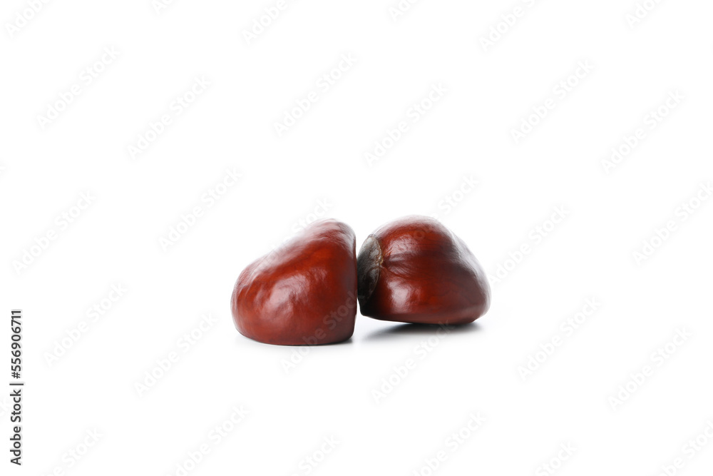 Fresh and ripe chestnuts, isolated on white background Fresh and ripe chestnuts, isolated on white background