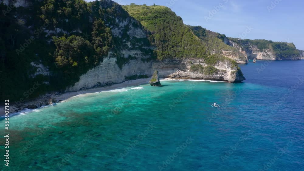 Aerial view of the rugged coastline of a beautiful Indonesian island on a sunny day Aerial view of the rugged coastline of a beautiful Indonesian island on a sunny day