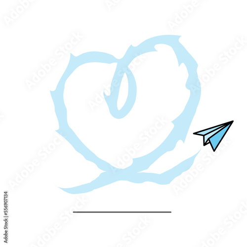 love to travel symbol with aircraft in the the sky