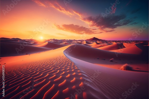 desert dune at sunset with wispy clouds © KP Designs
