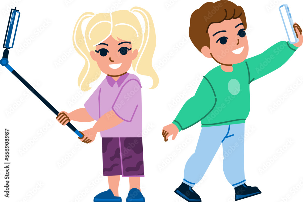 selfie kid vector. child happy, childhood little, young girl, phone fun, cute smile, mobile camera, beautiful selfie kid character. people flat cartoon illustration selfie kid vector. child happy, childhood little, young girl, phone fun, cute smile, mobile camera, beautiful selfie kid character. people flat cartoon illustration