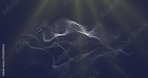 Photography A shape-changing surface of white dots on a blue background in the rays of a star