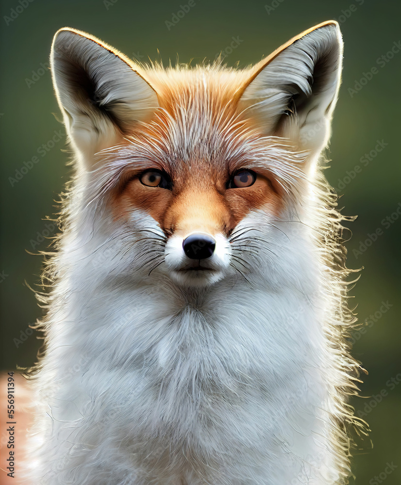 Cute Red Fox portrait, nature background ,made with Generative AI Cute Red Fox portrait, nature background ,made with Generative AI