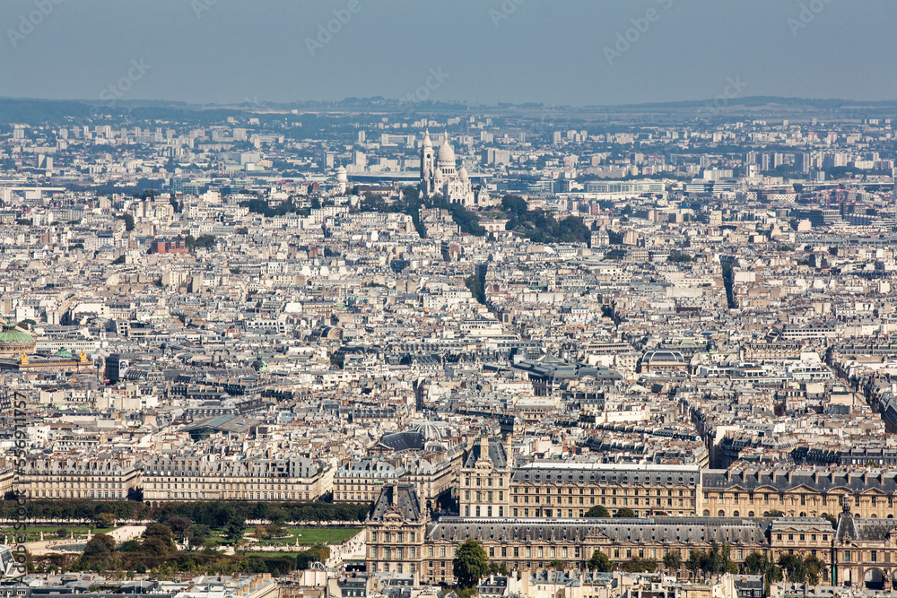 Fototapeta premium Aerial view of Paris, September 2021. France