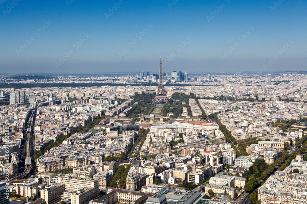Aerial view of Paris, September 2021. France