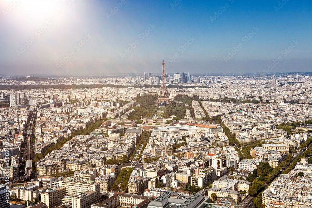 Aerial view of Paris, September 2021. France