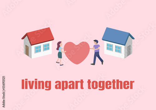 Living apart together (LAT) concept. Couples living apart together  have an intimate relationship but live at separate addresses.