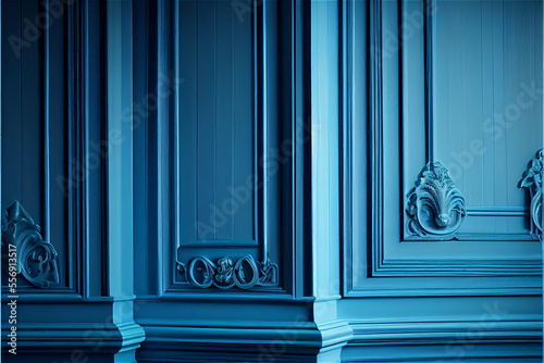 blue lacquered wall with wa...