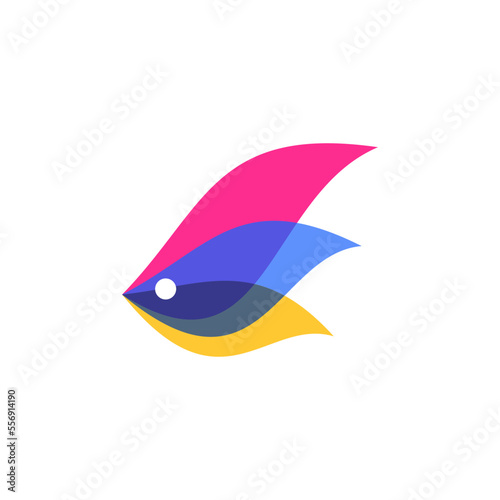 fish overlay color logo design 