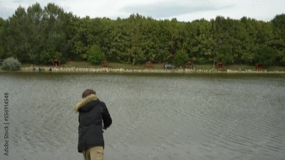 The moment of casting in with a fishing rod The moment of casting in with a fishing rod