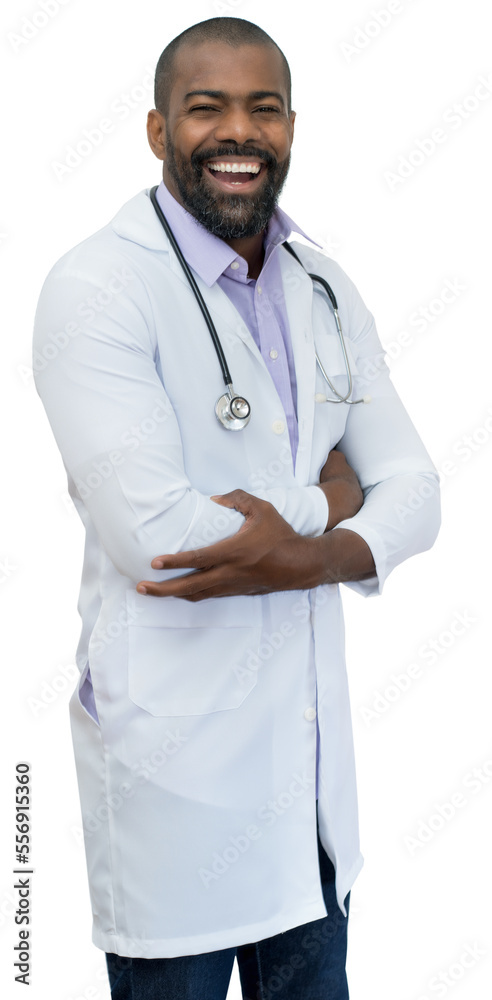 Laughing african american mature doctor with beard Laughing african american mature doctor with beard