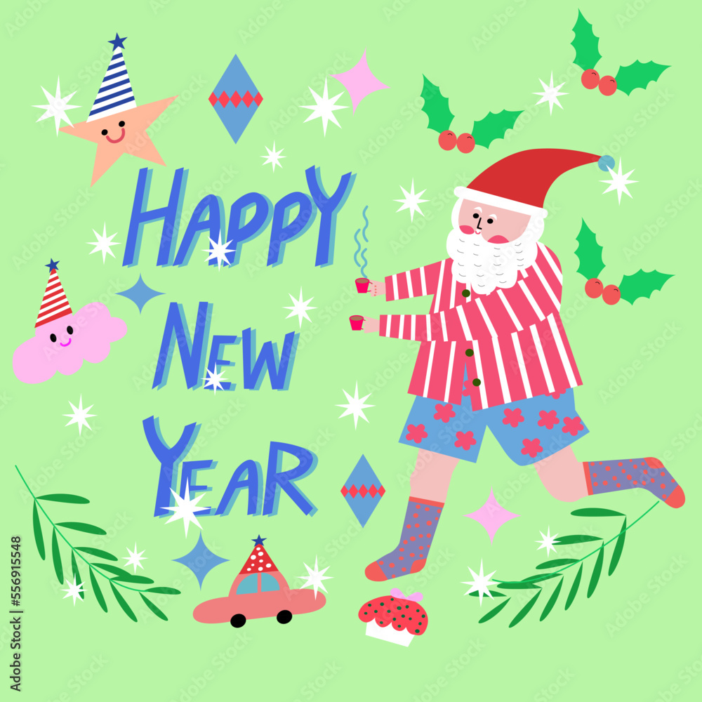 happy new year card cute cartoon happy new year card cute cartoon