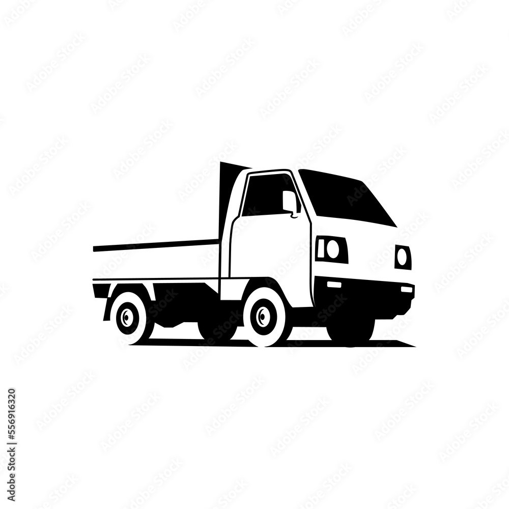 vector of japanese pickup car on black white mode, use for icon, use for logo, use for illustration