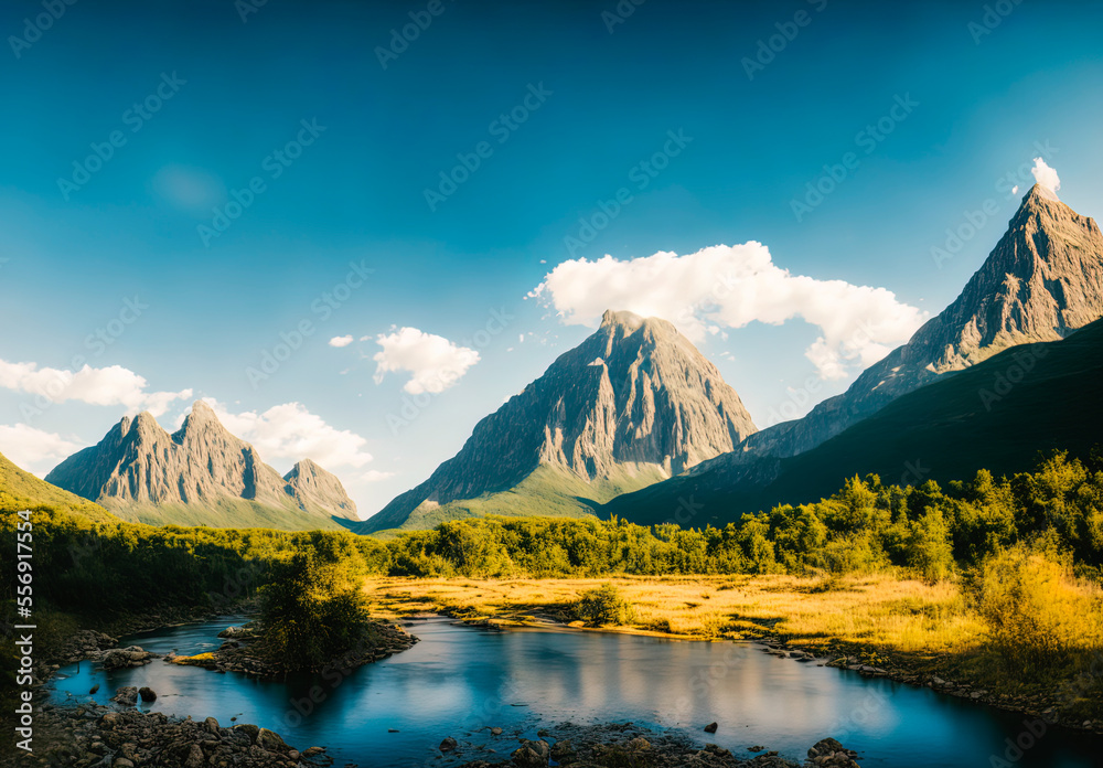 landscape mountain with clear sky and forest good for background
