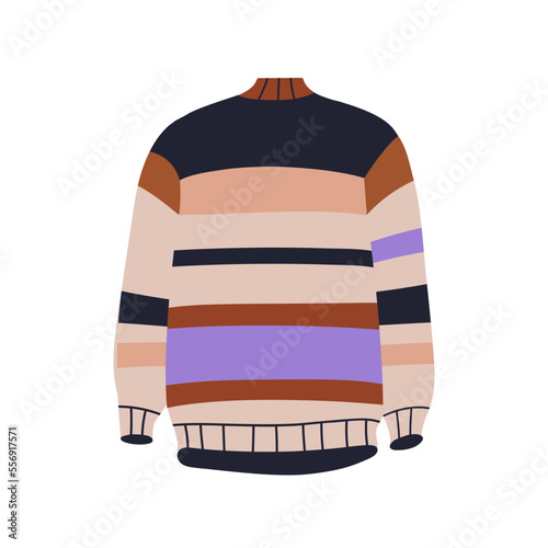 Knitted wool sweater. Warm casual knitwear, winter season apparel. Unisex clo...