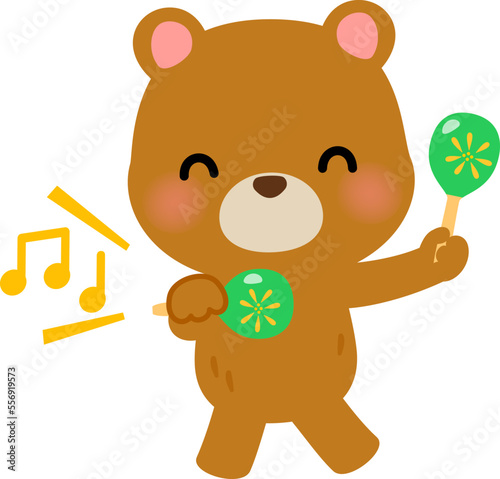 マラカスを鳴らすクマのキャラクター