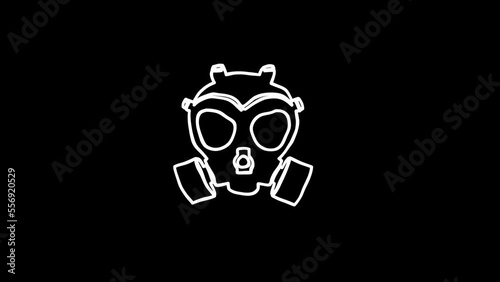 Gas mask icon sign or symbol animation. White Highlight Elements. Doodle loop animation. doodle style on transparent background. Jittery Artistic Motion. scribble seamless loop animation. photo