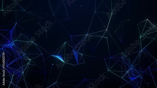 Abstract digital connection. Moving points with lines. Data technology. Technological background. Network, weaving. Video 4k.