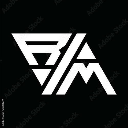 RM Logo monogram triangle two side images design template