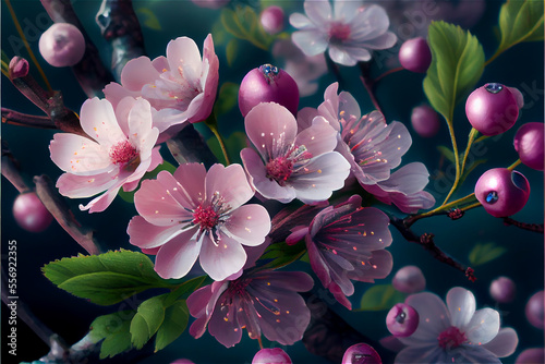 Cherry tree in full bloom w...