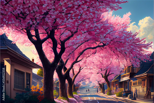 Cherry tree in full bloom w...