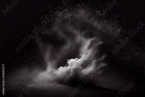 Dust explosion on black sur...