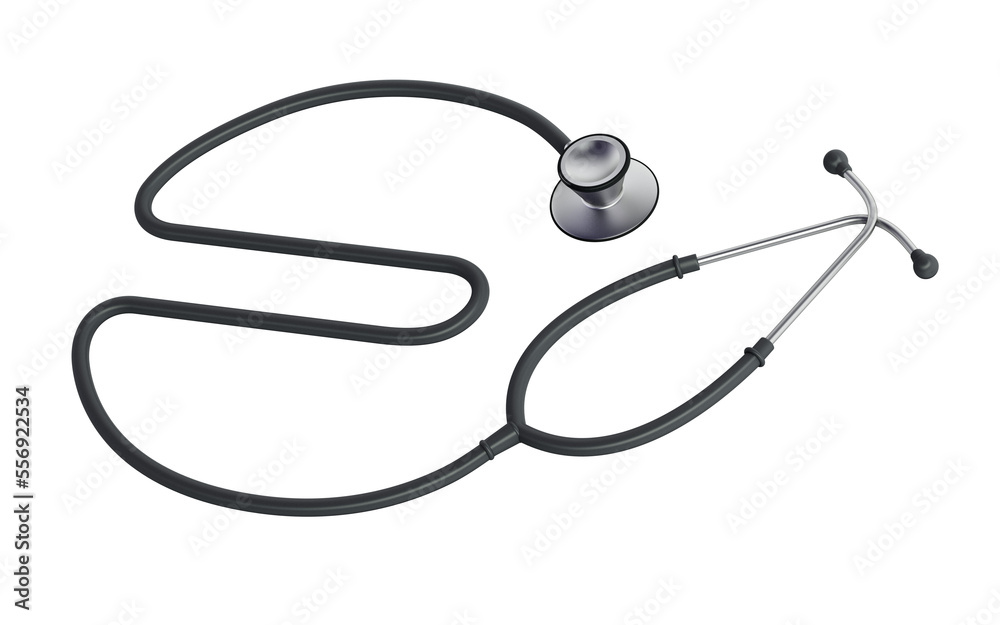 Stethoscope with Euro symbol shaped cord on transparent background.