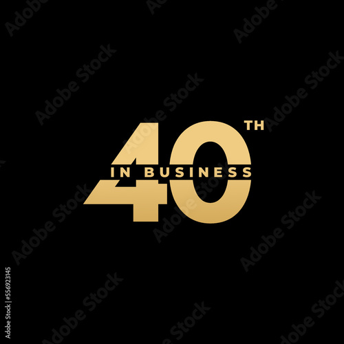 simple number 40 vector or 40 years in business isolated on black background. Simple vector design of number 40 or 40 years in business. For needs related to experience design in business 40th.