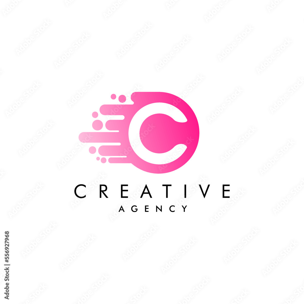 white c letter logo design with pink dots, suitable for agency logos, flat design white c letter logo design with pink dots, suitable for agency logos, flat design