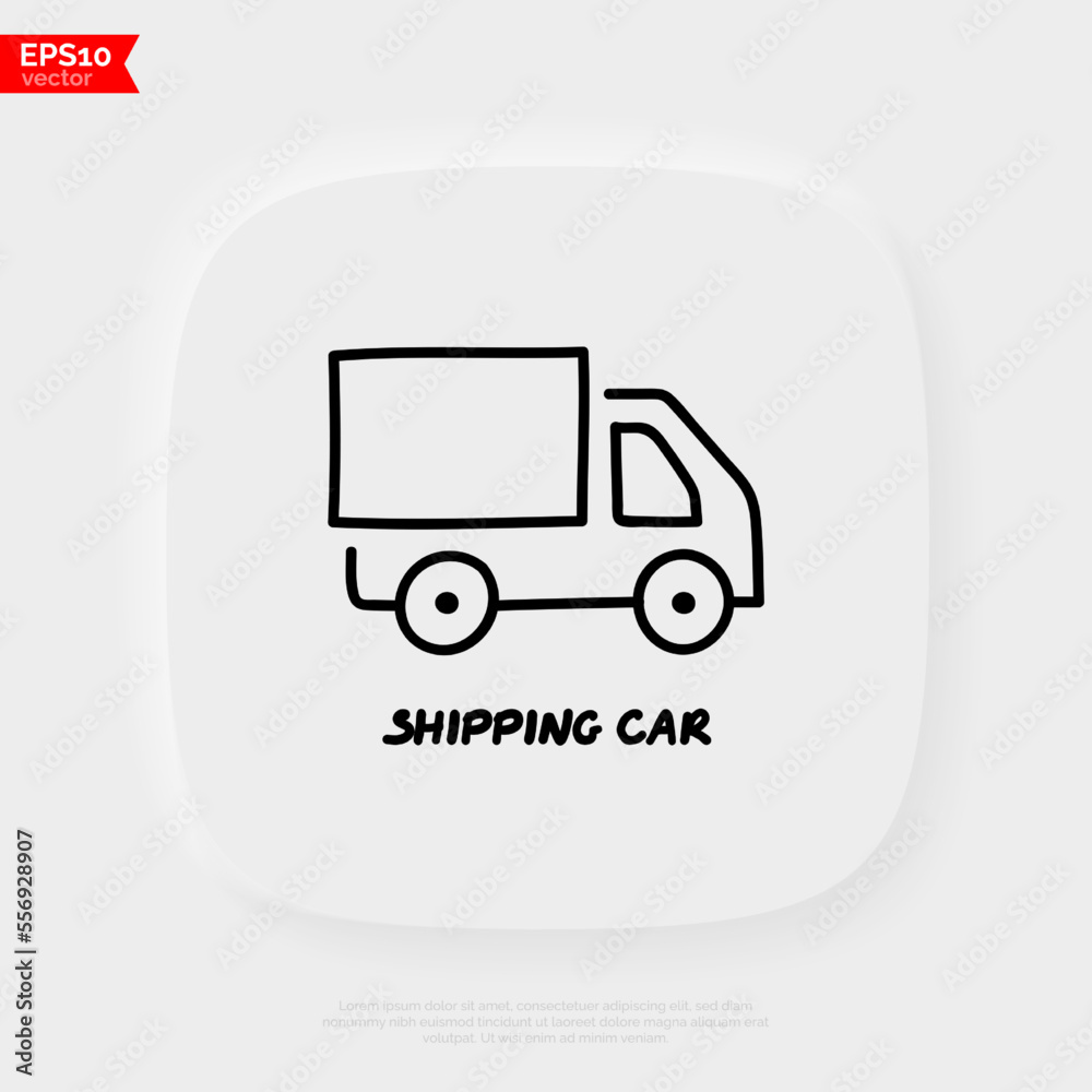 Shipping car doodle icon. Fast delivery. Lorry. Moving service. Vector illustration. Shipping car doodle icon. Fast delivery. Lorry. Moving service. Vector illustration.