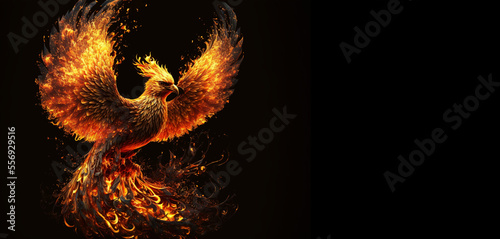Generative AI illustration of phoenix firebird photo