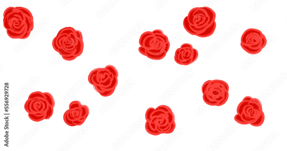 valentines day hand drawing line banner illustration red roses and decoration elements valentines day hand drawing line banner illustration red roses and decoration elements