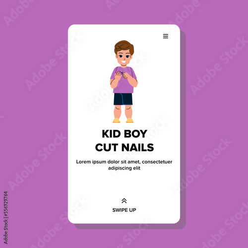 kid boy cut nails vector. child hand, care kid, fingernail finger, scissors baby, closeup body, clipper kid boy cut nails web flat cartoon illustration