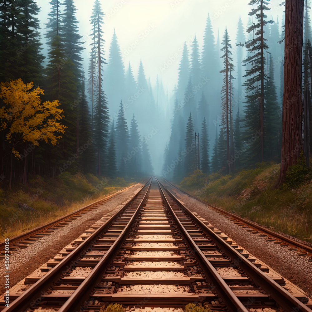 Fototapeta premium Old railroad tracks in the countryside.