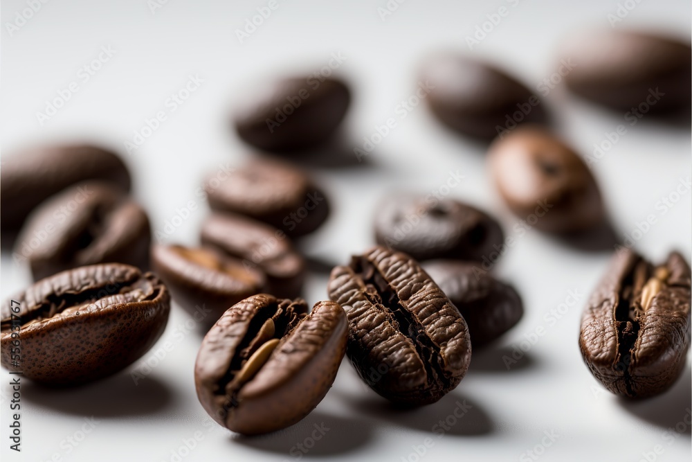 Fototapeta premium Coffee beans on a white background. Generative AI