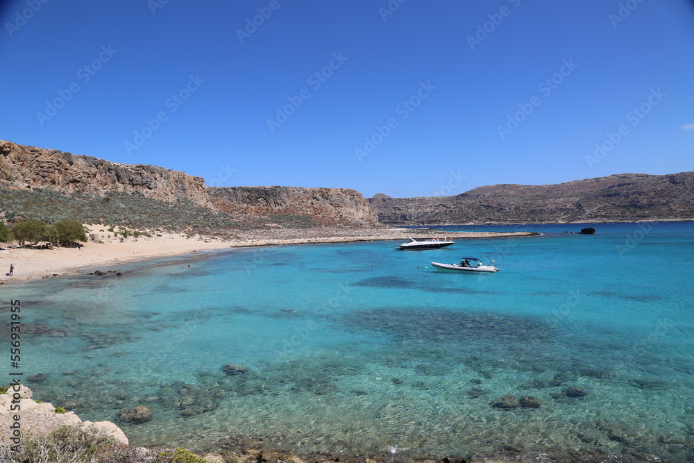 View od Mediterranean sea in Crete Greece.