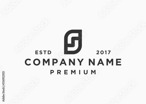 letter sj square logo design vector illustration template