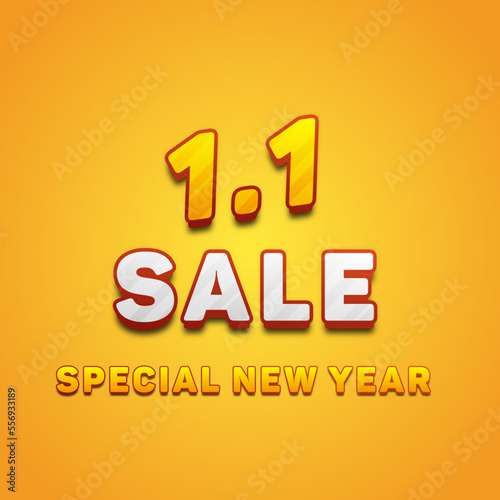 1.1 January New Year Sale Editable Text Effect Vector Illustration