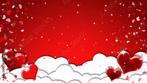 Fototapeta Naklejka Na Ścianę i Meble -  valentine for background with heart love sparkle shine cloud red for valentine day