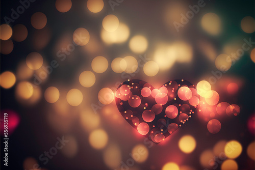 heart and bokeh valentines background, generative AI