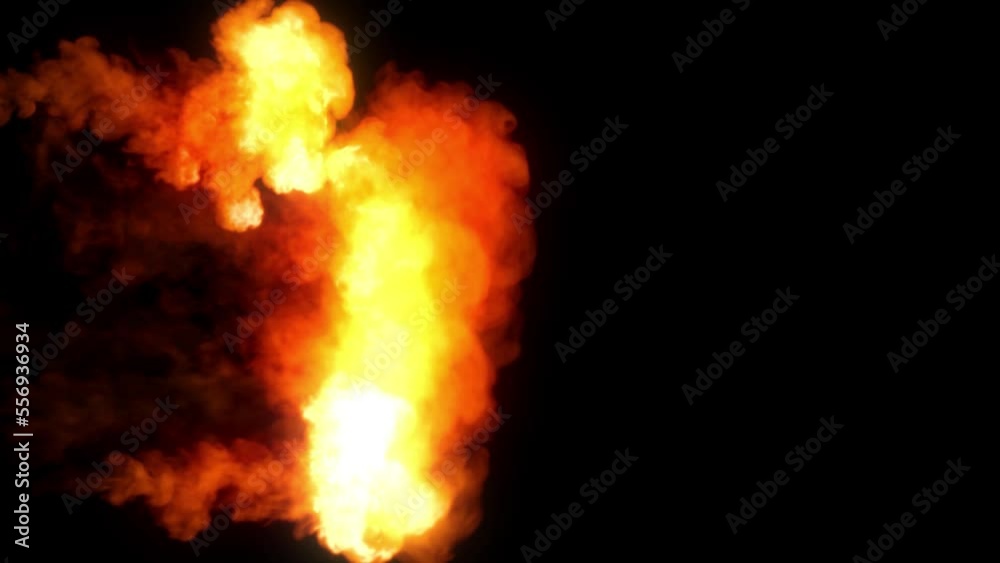 bursts fire from screen side in slow-mo for vfx, isolated