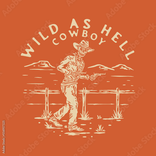 skull graphic wild design cowboy illustration country vintage badlands