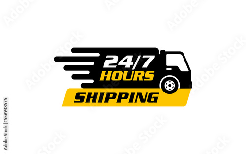 Illustration graphic vector of twenty four hour shipping icon shows time. 24 hours icon design template