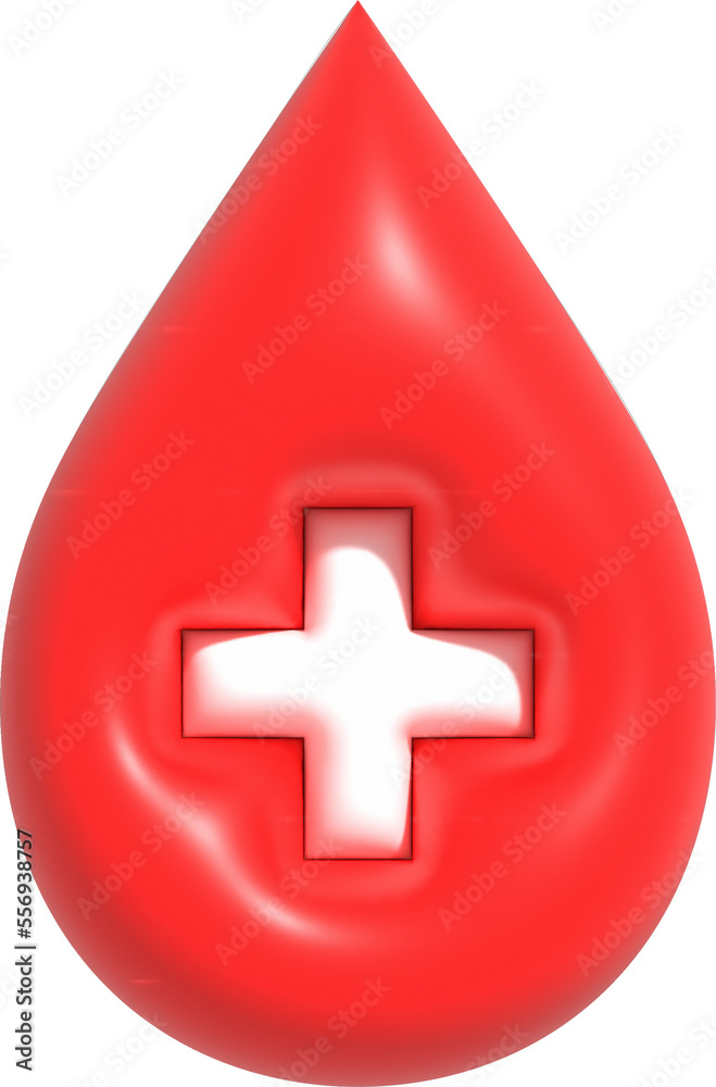 Blood drop symbol, Blood transfusion, World blood donor day. Blood Donation and Saving life 3D rendering